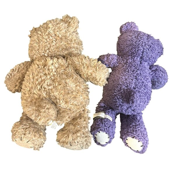 Set Of 2 First & Main Teddy Bears Plush Stuffed Animals Brown 12" & Purple 10" S - Picture 2 of 5